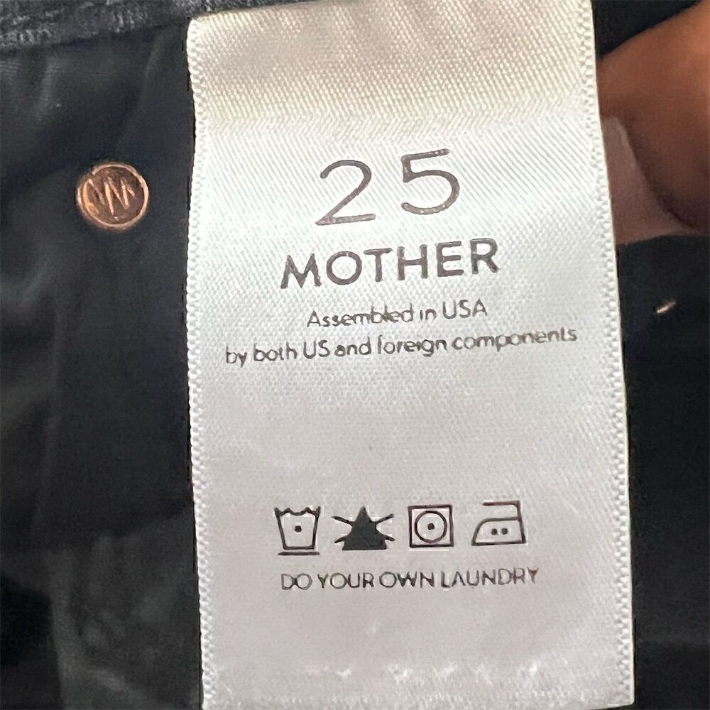 MOTHER The Looker Crop Skinny Jeans Black Denim Women's Size 25 Five-Pocket - Picture 10 of 11